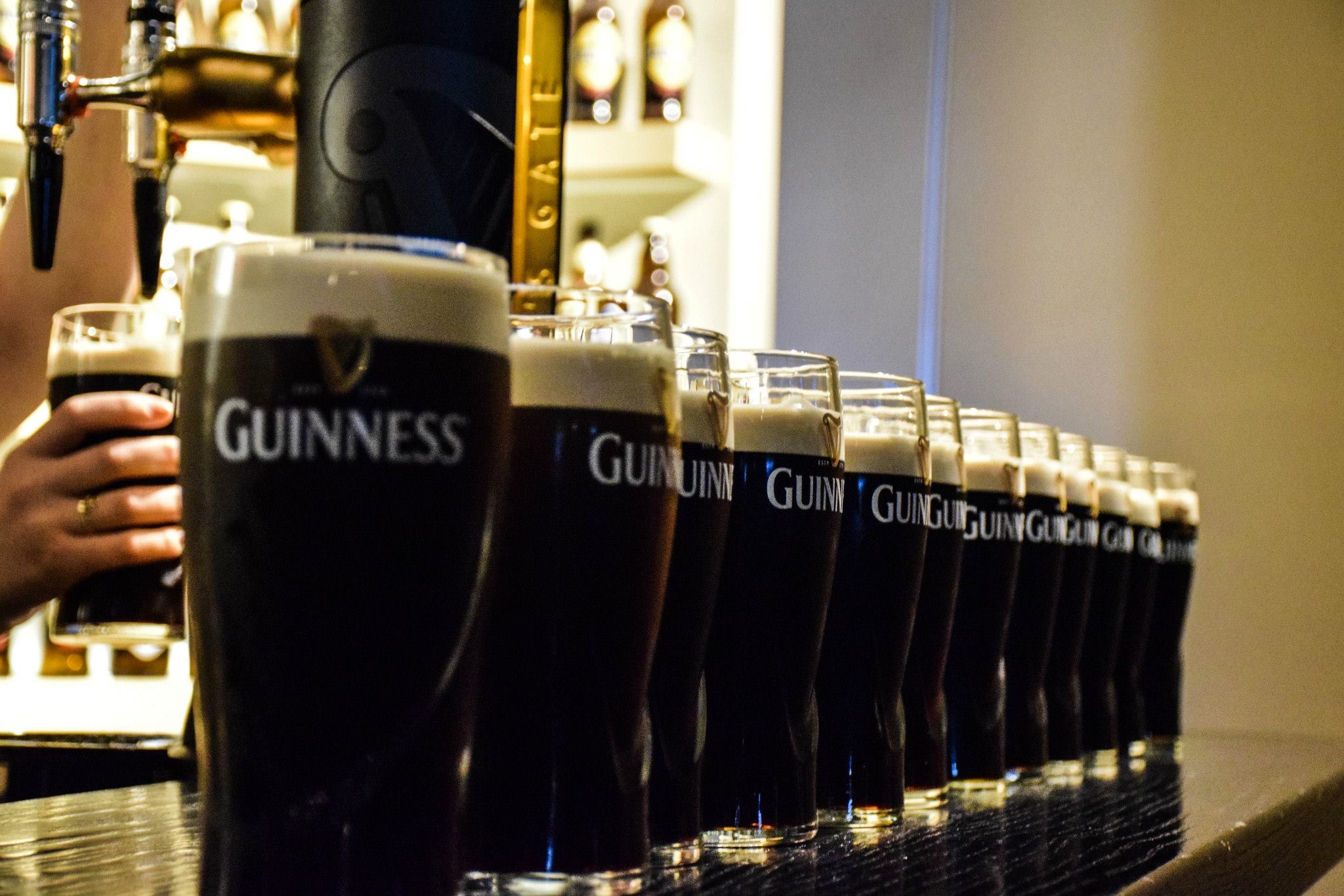 row of Guinness beers